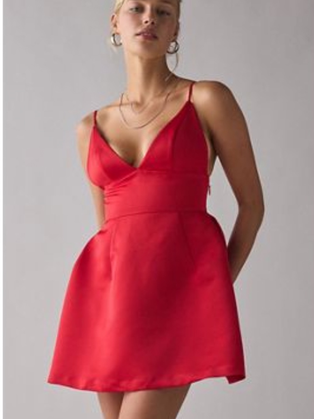 Kimchi Blue Petit Fours Fit & Flare Satin Mini Dress, SZ MD, Red, NWT